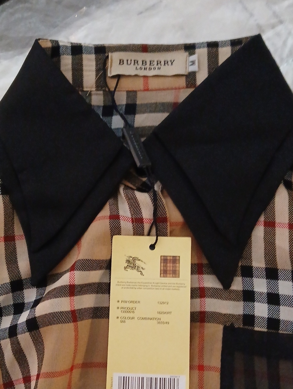 Burberry Beige Black White Check Midi Dress - Picture 3 of 3